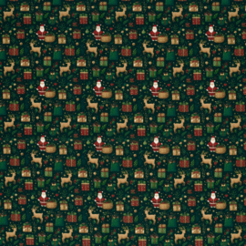 Katoen Print Kerst -  Santa - Navy