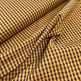 Katoen Seersucker - Checks - Cacao Ochre