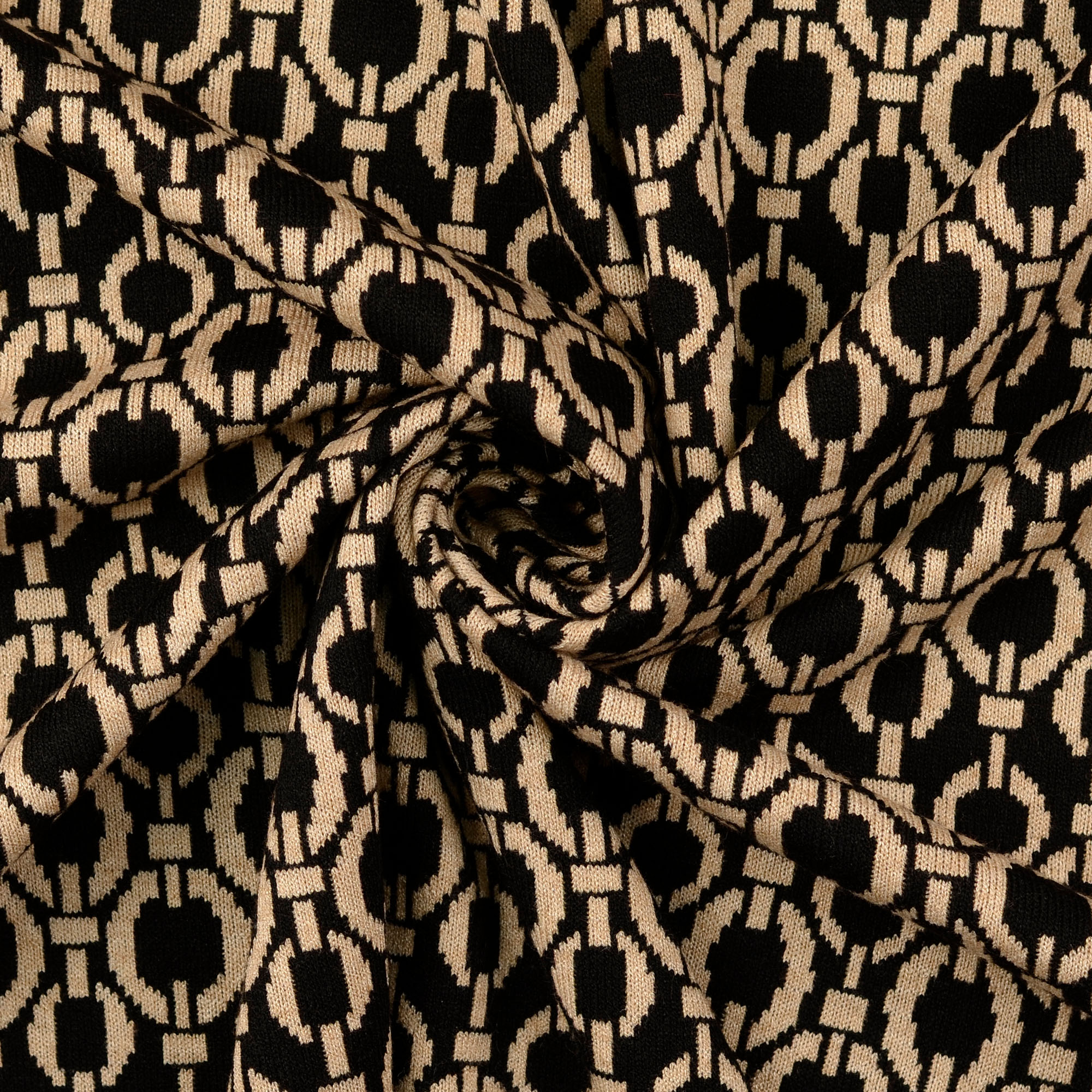 Jacquard gebreide stof - Knitted- Brown Beige