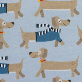 Swafing Tricot Jersey  - Cool Dogs by JaTiJu - Blue