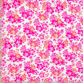 Viscose ecovero - Flowers - Pink