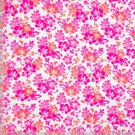 Viscose ecovero - Flowers - Pink