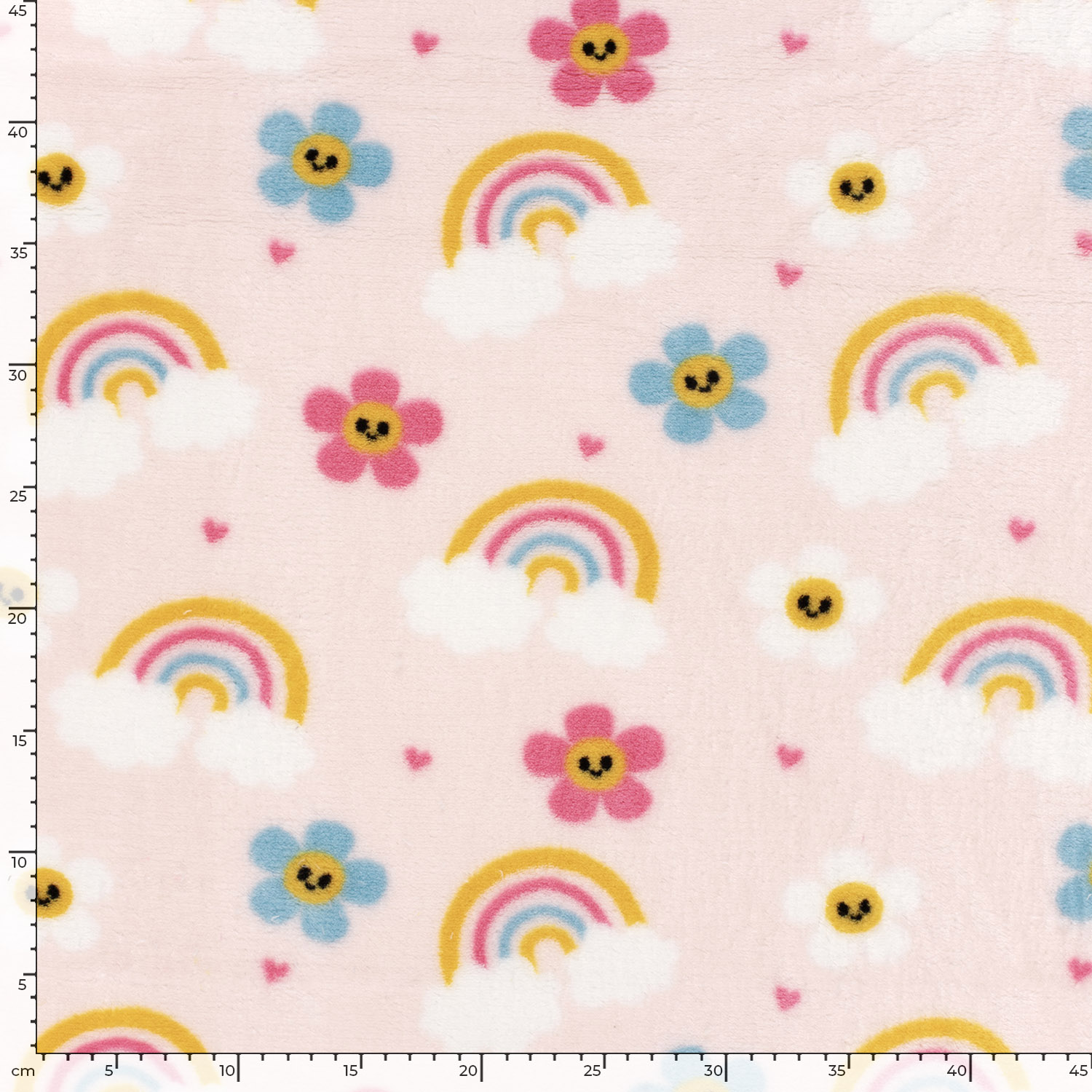 Cuddle Fleece - Rainbow and Flowers  - Soft Pink