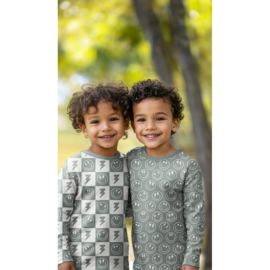 Verhees Textiles - Tricot Jersey  Print - Smiley   Check  -  Black White