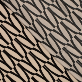 Viscose - Geometric   - Beige Black