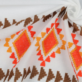 Verhees Textiles - Katoen Voile - 1Side Border - Orange Brown