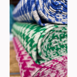 Gekookte Wol - Pied de Coq - Fuchsia  Grey