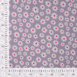 Qjutie - Ribprint   - Daisy  - Lavender
