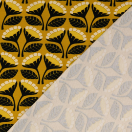 Loes van Oosten -  French Terry  - Flower   - Ochre Black