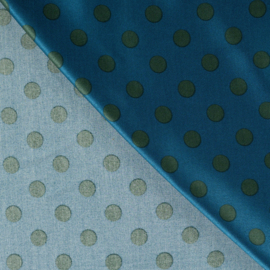 Viscose Satijn Print - Dots  - Teal . Green