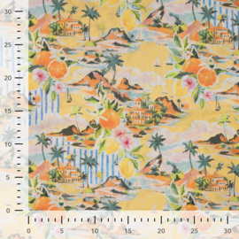 Katoen Voile  Print - Oranges & Lemons - Yellow