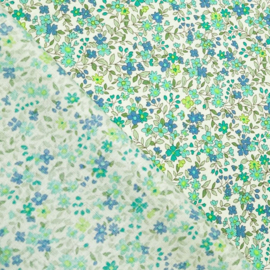 Katoen Print - Small flowers - Green
