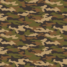 Katoen Print Army  |  Brown - Green