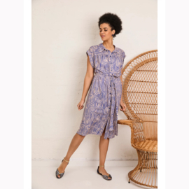 Atelier Jupe -  Viscose met Abstracte Print   - Soft Brown Blue
