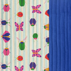 Stepped - Quilted - Flowers   - Double Sided -  Insects  - Royal Blue