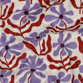 Verhees Textiles - Stepped - Quilted - Graphic Flowers   - Double Sided -  Lavender