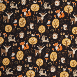 Swafing  Tricot Print | Matti | Forest Animals - Black