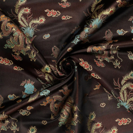Satijn - Dragon Brocade - Black