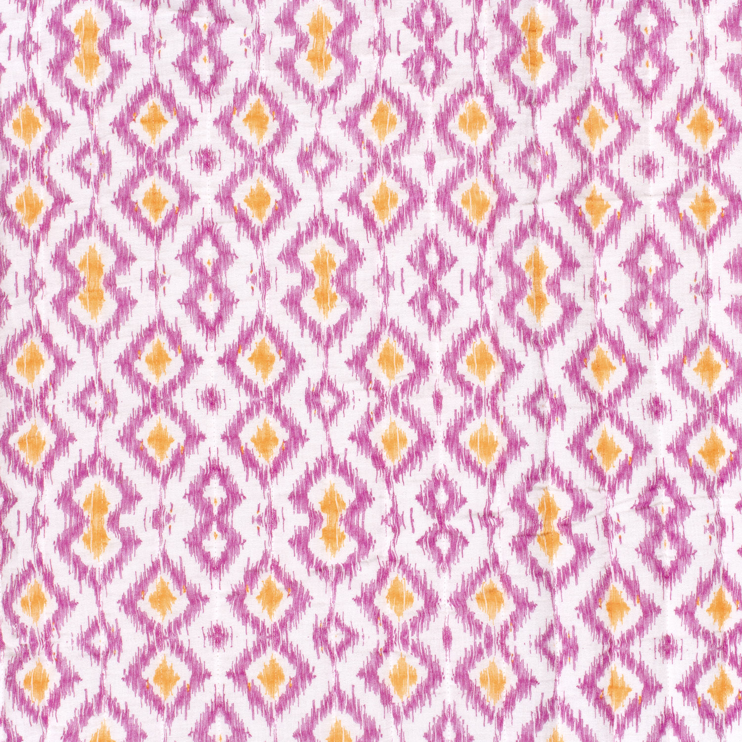 Stepped - Quilted - Ikat Print    - Double Sided -  Fuchsia Yellow 