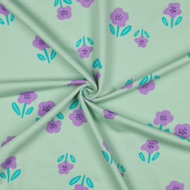 French Terry  - Flowers  - Mint