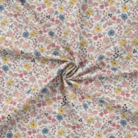 Katoen Print | Flowers | Yellow - Soft Pink  - Blue 031