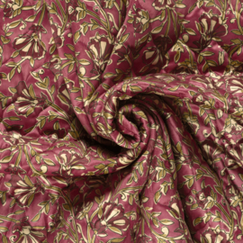 Stepped Velvet  - Quilted   - Double Sided -  Flowers Mauve