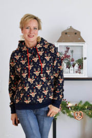 Swafing French Terry  - Holly -  Christmas Rudolf - Dark Blue