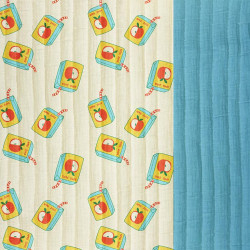Stepped - Quilted - Flowers   - Double Sided -  Apple Juice - Turquoise