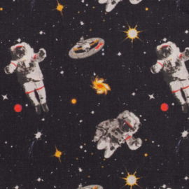 Katoen Print | Swafing -  Space Astronauts - Black