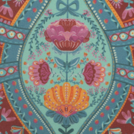 Swafing - Boho Velvet by Bienvenido Colorido - Geometric Flower - Blue Pink