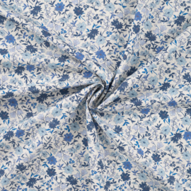 Katoen Print | Flowers | Blue 034