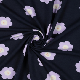 Verhees Textiles - French Terry Big Flowers - Navy
