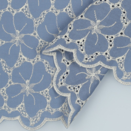 Verhees Textiles - Cotton Embroidery 2 Side Border - Blue Shadow