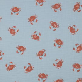 Double Gauze Organic - Crabs - Light Blue