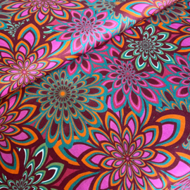 Beach Collection - Viscose  - Sunny Flowers    - Pink Acqua