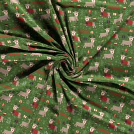 Tricot Print - Kerst - Festive Deer  - Green