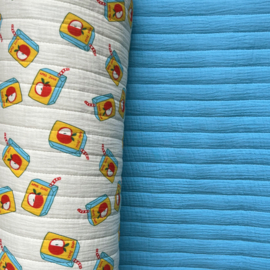 Stepped - Quilted - Flowers   - Double Sided -  Apple Juice - Turquoise