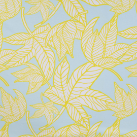 French Terry - Print - Leaves - Baby Blue
