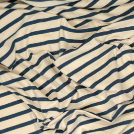 Jersey Tricot - Stripes - Natural Dark Blue