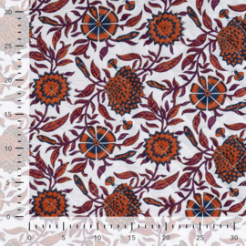 Stepped - Quilted - Ethnic Flowers - Stripes  - Double Sided -  White