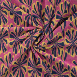 Qjutie - Badstof Stretch - Palmtrees  -  Pink