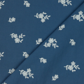 Verhees Textiles - Washed Cotton - Embroidery - Blue