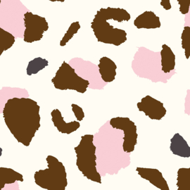 Badstof - Leopard -  Kortgelust - Katoen Mix  - Off White