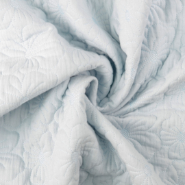 Stepped - Quilted - Flowers  Embroidery - Double Sided -  Ice Blue