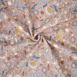 Katia Fabrics - Winter Sweat - Flowers - Beige