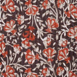Stepped - Quilted -  Flowers   - Double Sided -  Orange & Aubergine