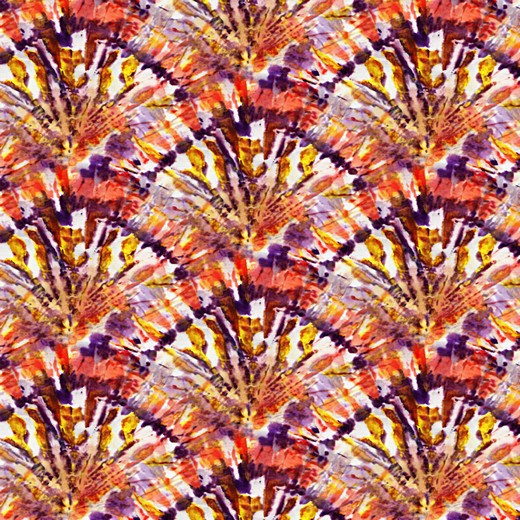 Katoen Poplin Print |  Tie Dye -  Purple Orange