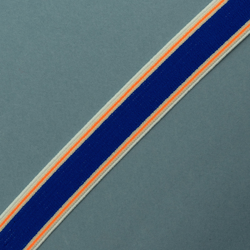 Elastiek Streep | White - Blue - Orange Fluo | 2,5 cm breed