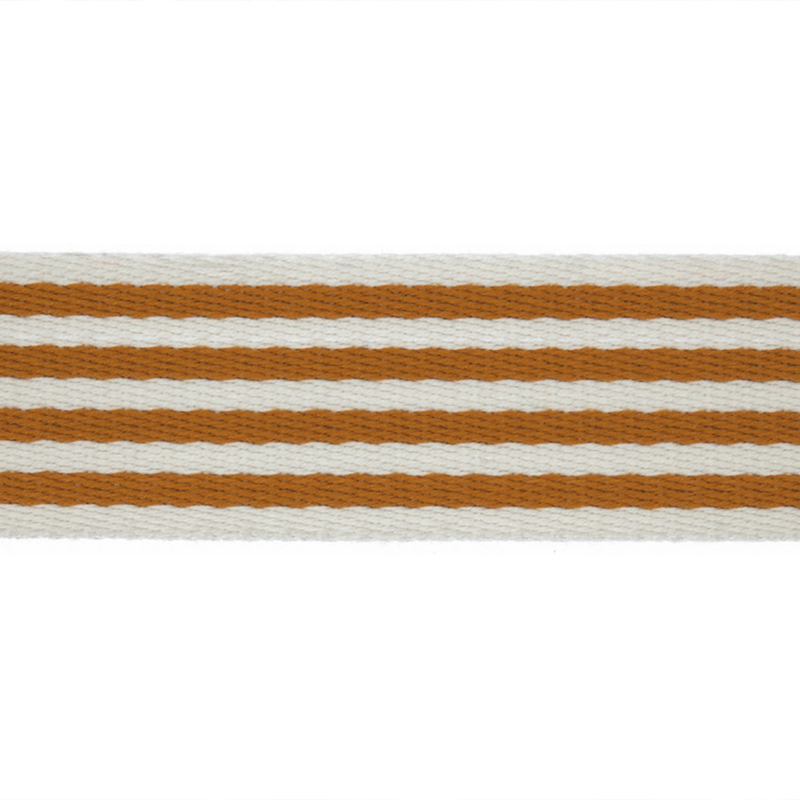 Tassenband Katoen | Streep - Oker | 4cm breed