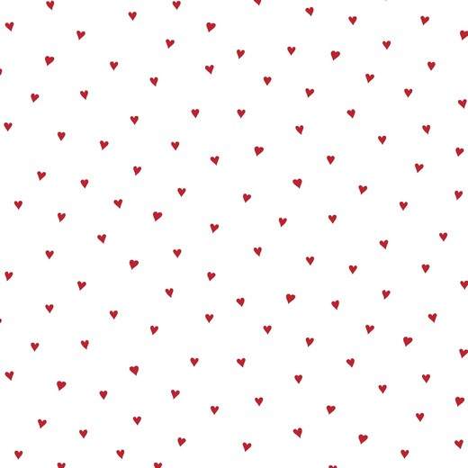 Katoen Poplin | Heart | White - Red